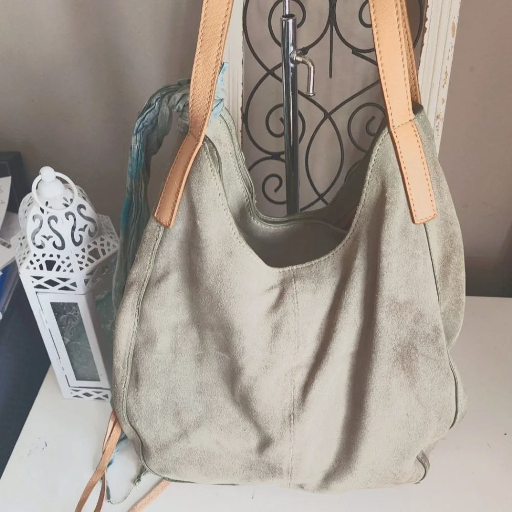 Lucky Brand Idah Suede Hobo Sage Green - Picture 2 of 10